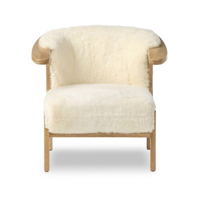 Delacour Fabian Shearling Solid Wood Armchair