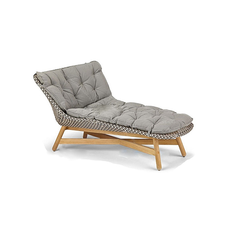 Chaise longue rembourrée de haute qualité en bois de frêne, Rouge / blanc
