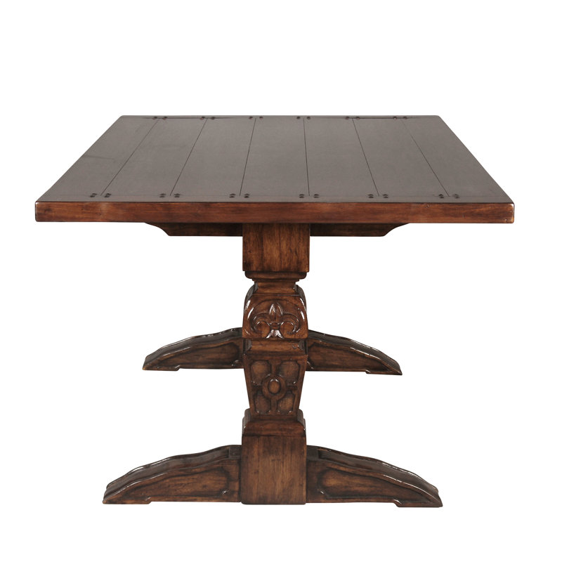 Hand-Carved Mahogany Rectangular Dining Table for Six