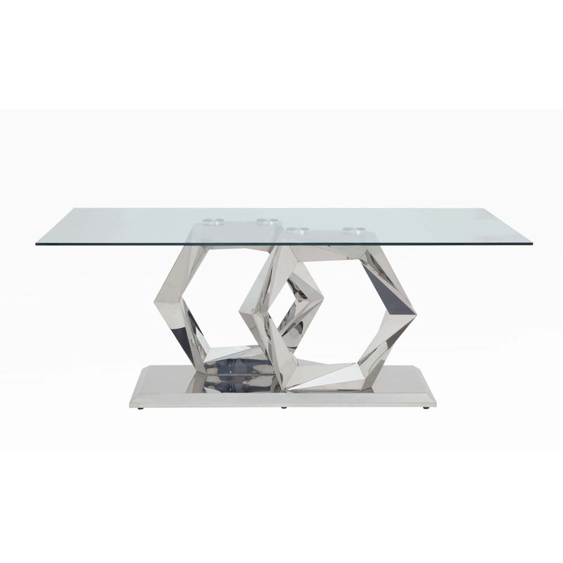 Dining Table,Dining room table,Kitchen table with Double steel hexagonal base