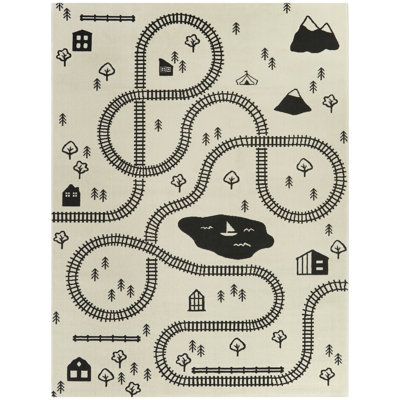 Kitterman Power Loom Cream/Black Area Rug