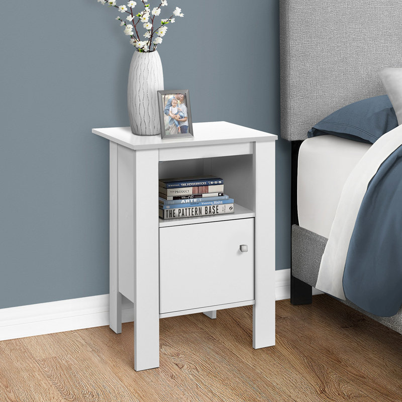 Mattews Accent Table, Side, End, Nightstand, Lamp, Storage, Living Room, Bedroom, Laminate, White