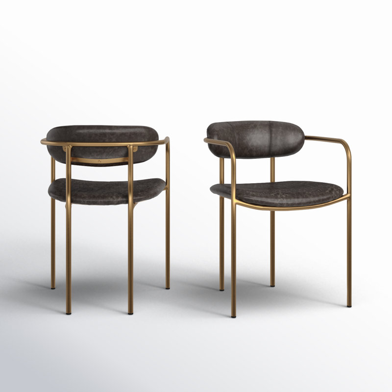 Chaise avec accoudoirs à dossier échelle Biélorussie, Brun, Doré