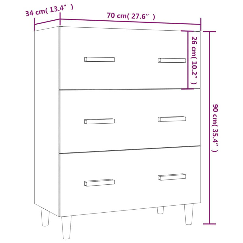 17 Stories Sideboard 70X34x90 Cm Engineered Wood, Brown/Black
