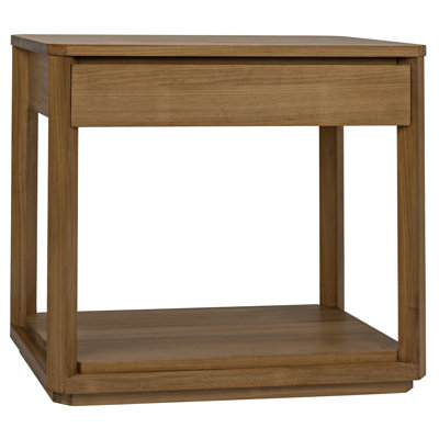 Solid Wood End Table with Storage