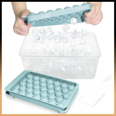 Bacs à glaçons ronds étanches avec couvercle et bac (paquet de 2) - parfaits pour les cocktails, le whisky et le café glacé - cubes de 1 pouce d'épaisseur pour une fusion lente, idéal pour les bars à la maison, les bureaux et les cadeaux