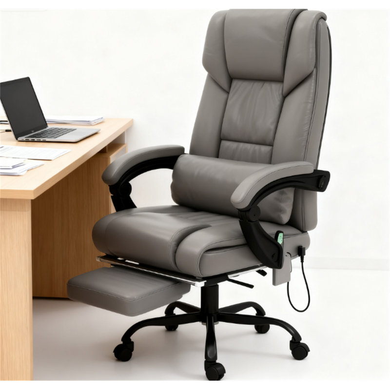 Chaise de bureau avec 6 points vibrants, 26", Gris