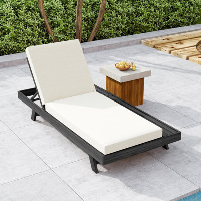 Méridienne réglable en bois pour l'extérieur avec coussin crème, 4 inclinables, courbe ergonomique, méridienne, 4 pouces d'épaisseur, conception respirante, utilisation