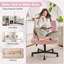 Fauteuil de bureau croisé en velours rose clair avec roulettes - Polyvalent pour le bureau personnel, la méditation et le maquillage
