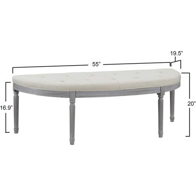 Banc rembourré capitonné beige clair Coastal