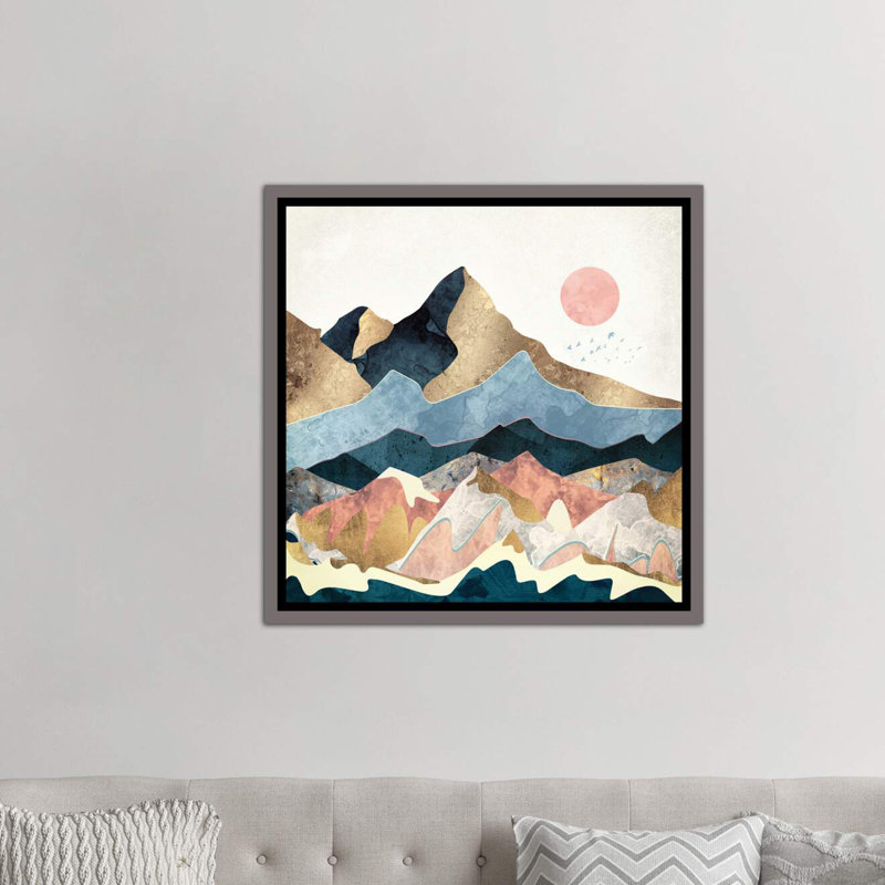 « golden peaks » par spacefrog designs-impression, Toile encadrée de bois rustique foncé, H 18 po x l 18 po x P 1,5 po