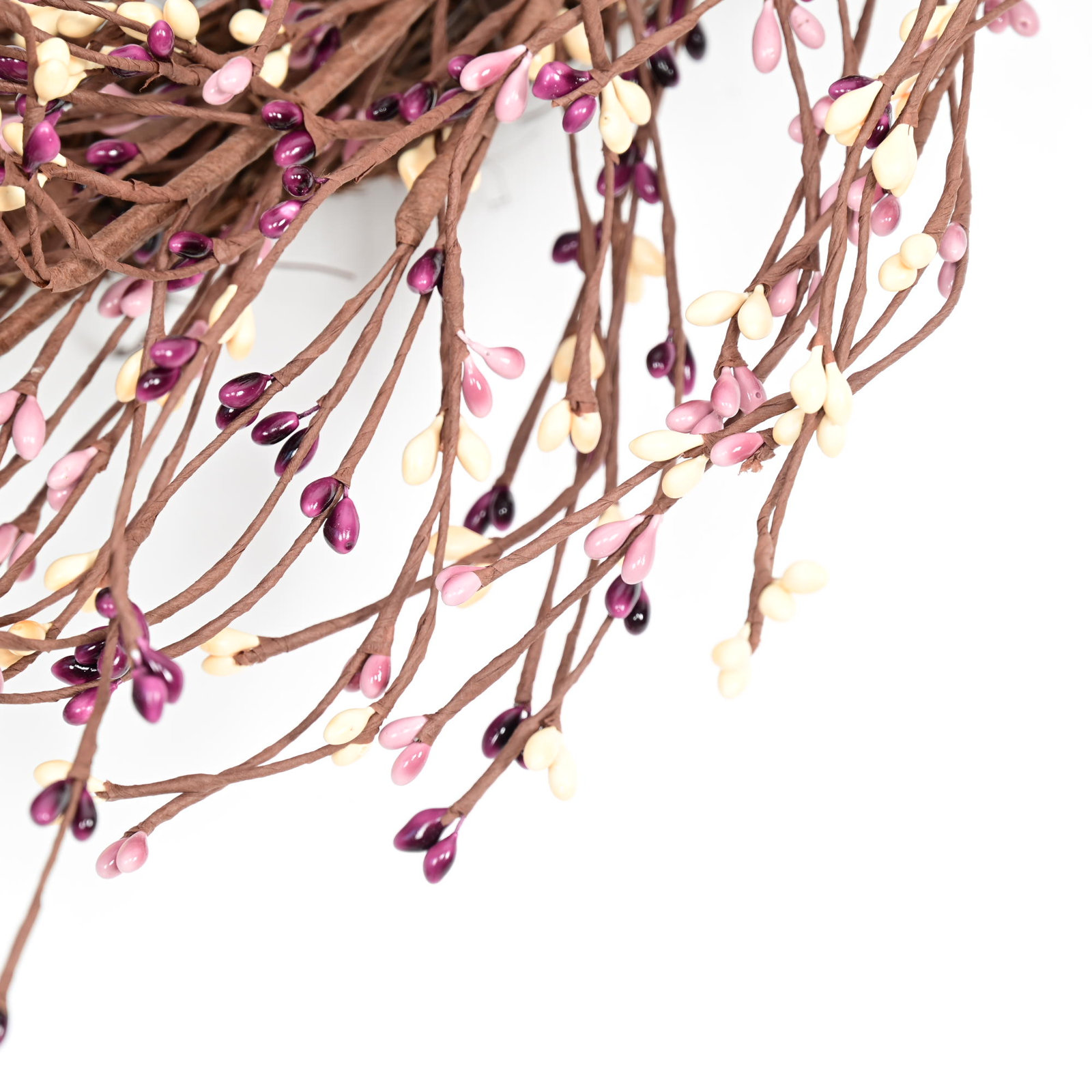 22" Artificial Farmhouse Grapevine Twig Berry Pip Fall Wreath For Thanksgiving Day Harvest Festival Decor, Purple