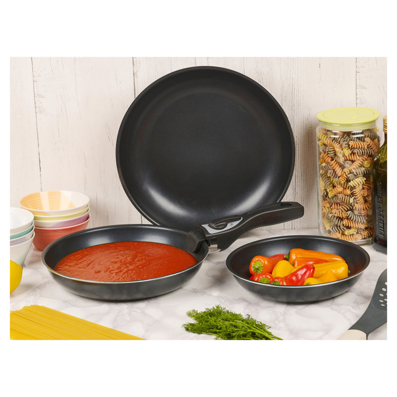 Symple Stuff Mekhag 3 Pieces Hard-Anodized Aluminum Non Stick Cookware Set