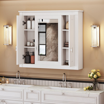 Wall Cabinet with Mirror and Shelves
