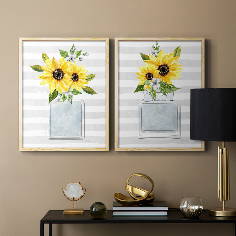 «Sunflower Perfume I», reproduction encadrée de qualité supérieure - prête à être accrochée - aucun clou requis - aucun clou requis