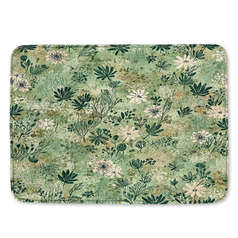 Tapis de bain Floral, L 34 po x L 21 po