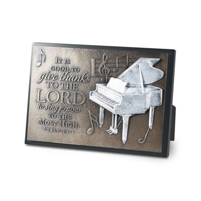 Sculpture Plaque Give Thanks White Piano