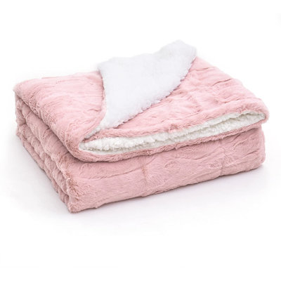 Dusty Rose Faux Fur Throw Blanket