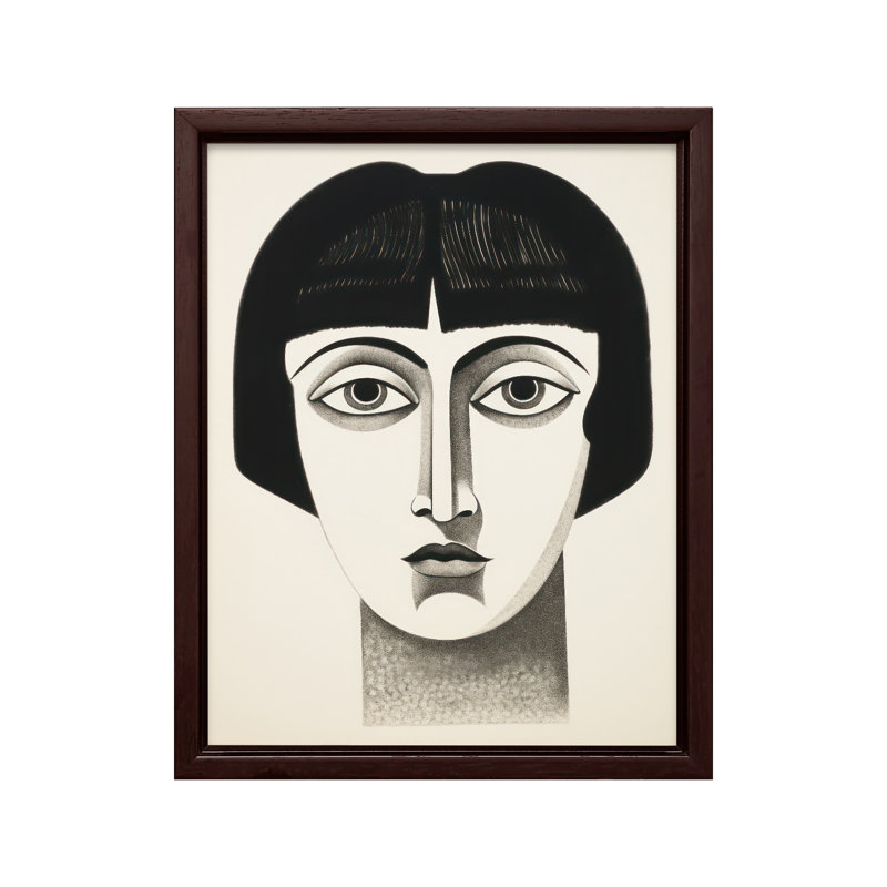 Portrait de femme no2, Canvas, Brown Framed, 11"H x 14"W