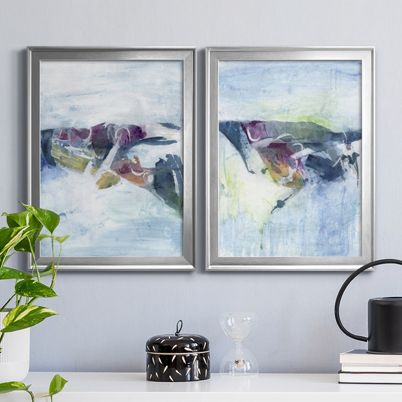 «Gliding On Ice I», ensemble de 2 impressions sur toile encadrées, Cadre argenté, H 30,5 po x l 22,5 po x P 1,25 po