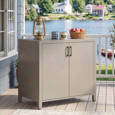 Armoire de rangement pour la cuisine extérieure, armoire de patio à double porte en aluminium antirouille toutes saisons, unité de rangement autoportante pour barbecue dans la cour arrière, terrasse, bord de piscine