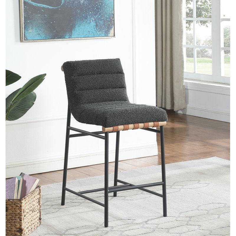 Chaise à hauteur de comptoir en tissu 17,75 po Lahni, Dark Grey