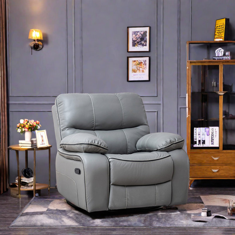 Fauteuil inclinable pivotant en similicuir Tajmir, Gris