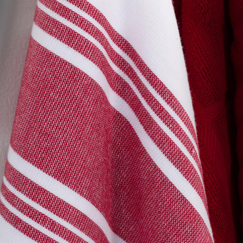 Dual Striped Tea Towel, Chili