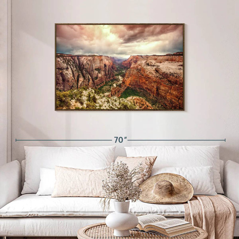 Parc national de Zion à couper le souffle, Cadre flottant noyer, 43 po x 29 po