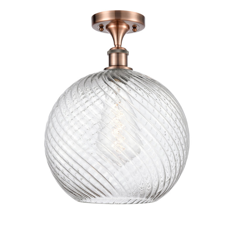 Plafonnier semi-encastré 1 lumière Campion 12 ", Or satiné, Ampoule DEL rétro de 3,5 watts