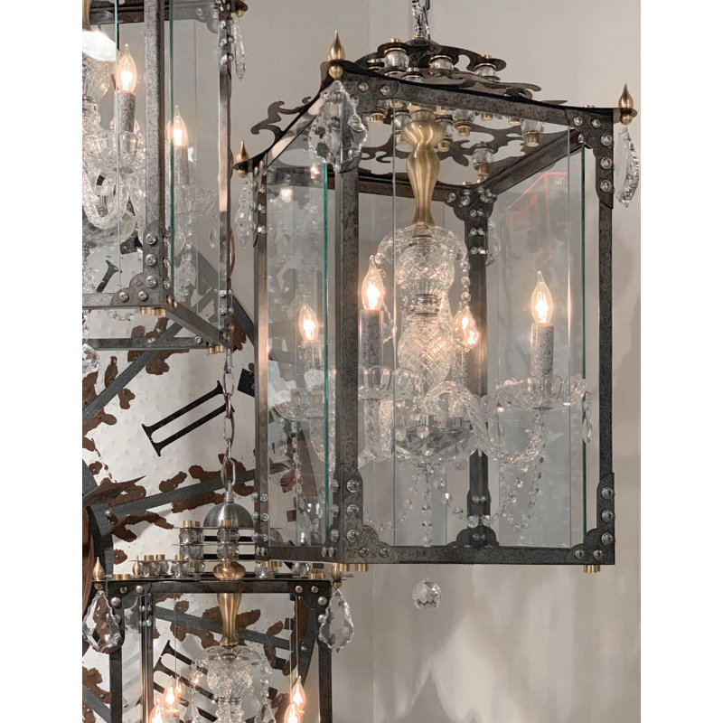 Lustre carré / rectangulaire à 4 lumières, Noir