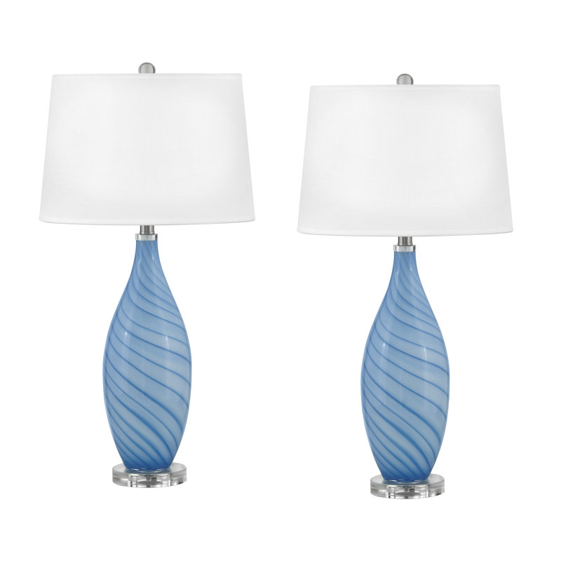 Scilla 30" Glass Table Lamp, Light Blue