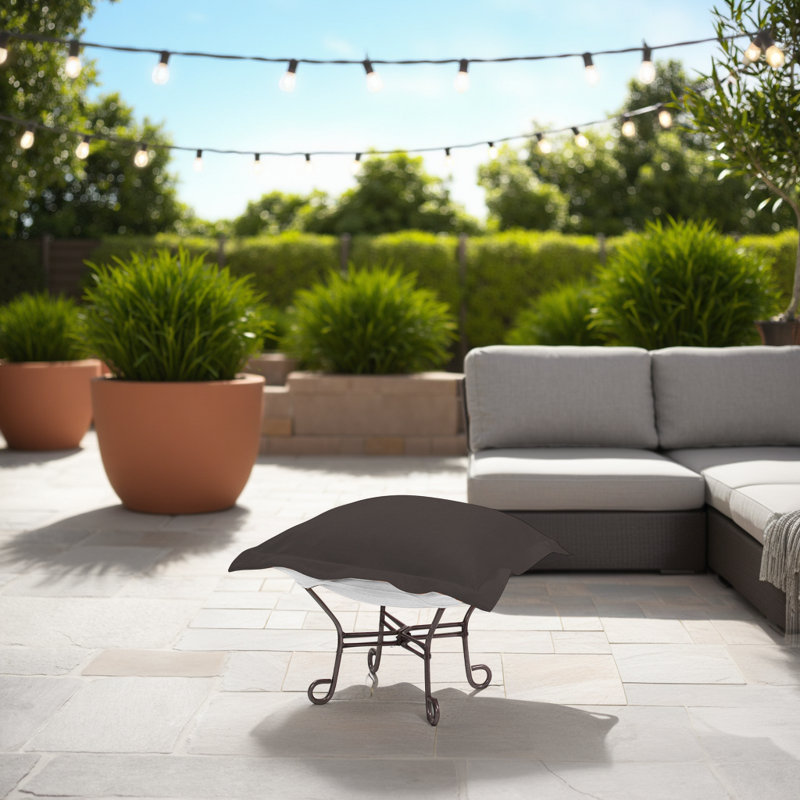 Repose-pieds avec coussin sunbrella Misayo, Titane, Charbon paysage marin