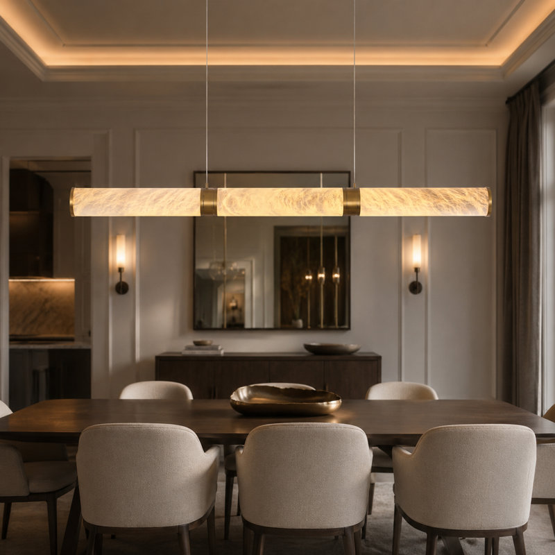 Lustre cylindrique 47,2 "Modern Island, Doré