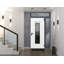 Porte d'entrée extérieure prémontée en acier Ballucio 6044 Gris Graphite, fenêtres latérales et supérieures extérieures, inserts en acier inoxydable, style moderne, peinte, dimensions : L 91,4 cm + 35,6 cm x H 203,2 cm + 40,6 cm, ouverture gauche vers l'intérieur-109403915-109403917