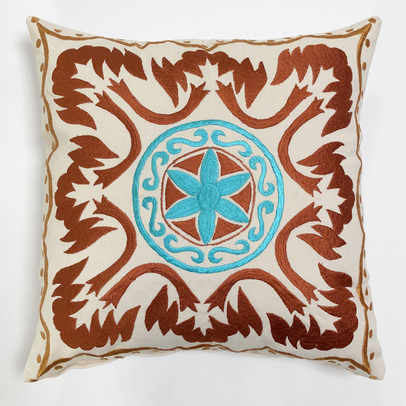 Morrocan Embroidered Cotton Throw Pillow