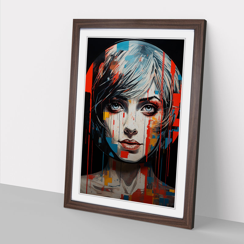 Vinyl Record Tachisme Art - Framed Print, Walnut Framed, 46cm H x 34cm W