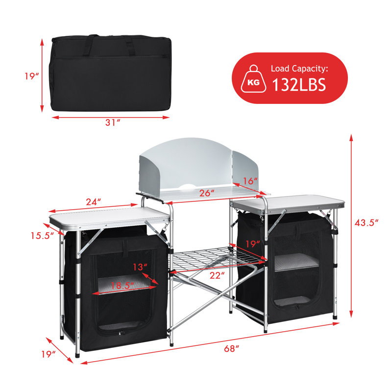 Table de camping, Blanc, Noir