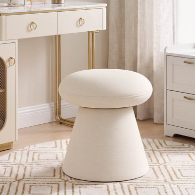16.1'' Swivel Chenille Vanity Stool With 360° Rotation