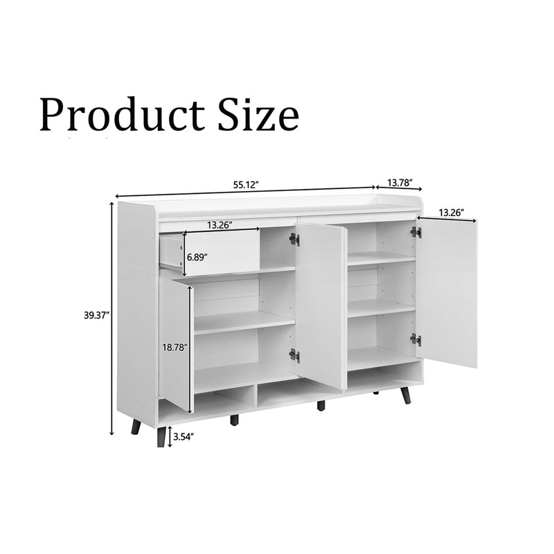 19 Pair Shoe Storage Cabinet, White