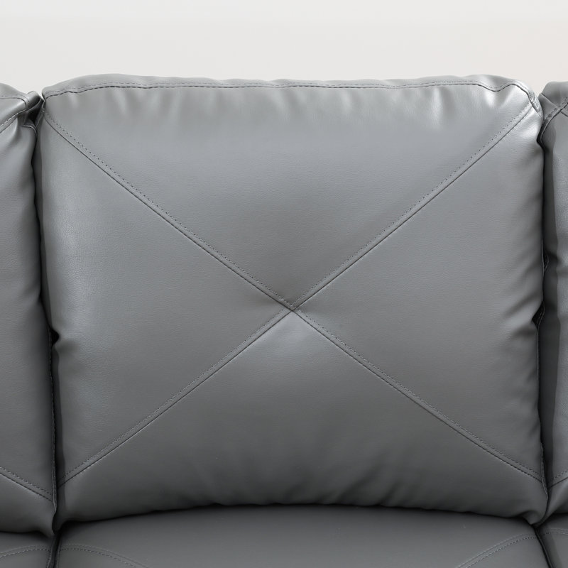 Amelah 2 - Piece 97" Vegan Faux Leather Sectional, Gray Faux Leather, Left Hand Facing