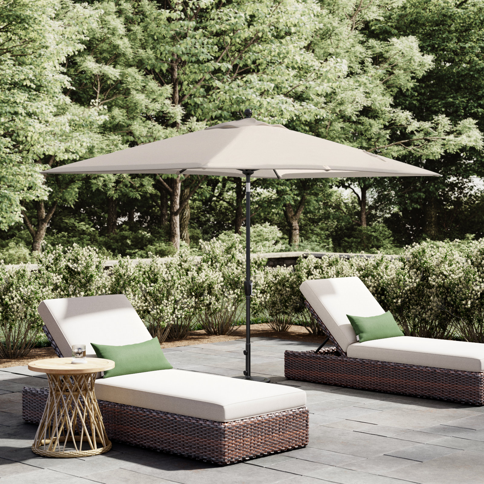 Launceston 78'' Outdoor Umbrella, Canvas Natural Sunbrella® Canvas, Black