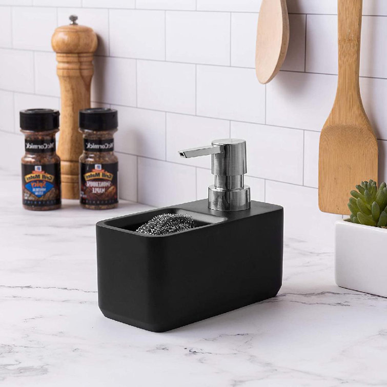 Frifoho Marbled Pattern Resin Dish Soap Dispenser With Sponge Holder For Kitchen  Sink