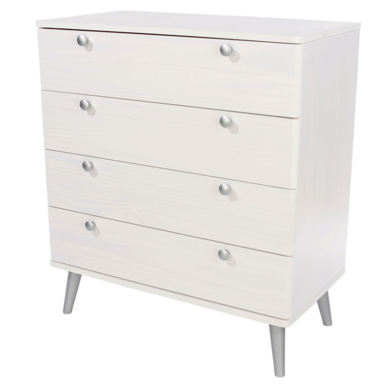 4 Drawer Chest, White Wax Finish