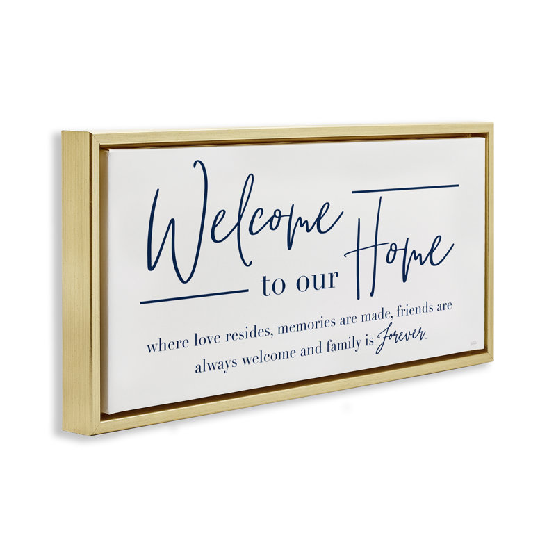 Friends Welcome & Family Forever, Cadre flottant métallique doré, H 14 po x l 31 po
