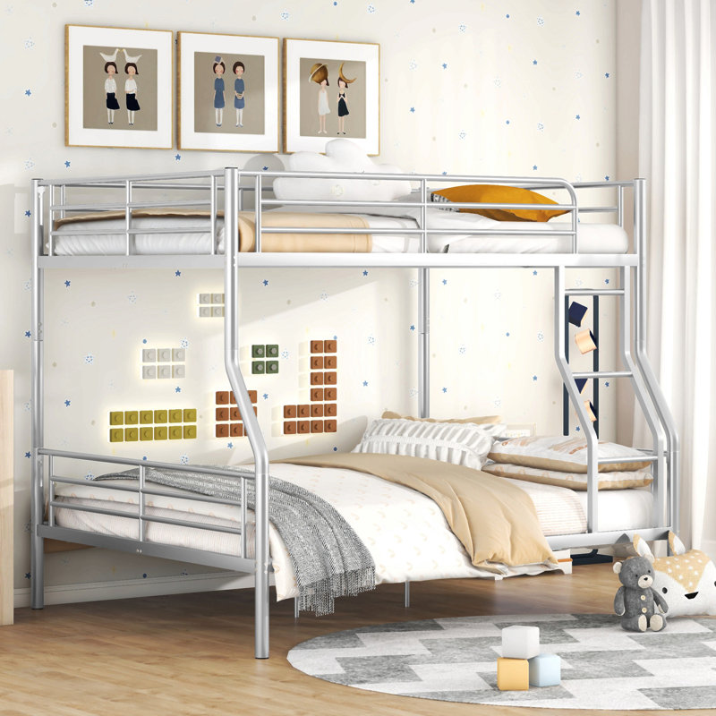 Full Xl Over Queen Metal Bunk Bed, Silver
