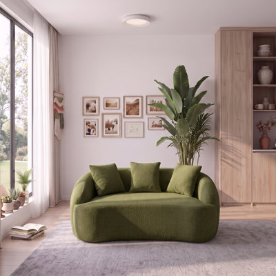 Canapé incurvé moderne sans dossier avec dossier et coussins, L 65 po x l 39,4 po x H 27,17 po pour le salon