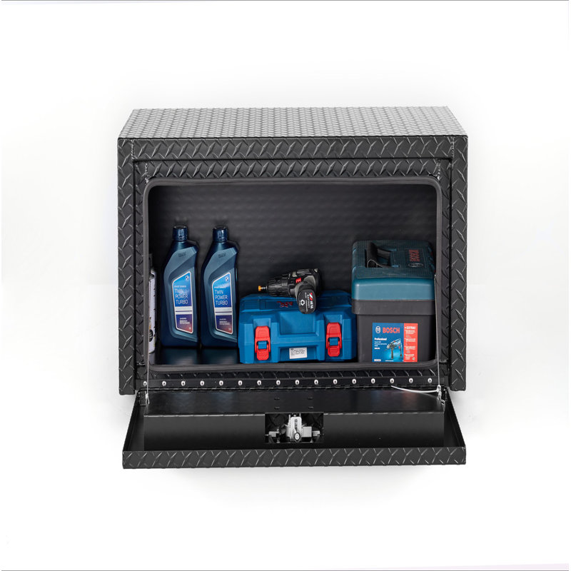 36 Inch Aluminum Underbody Truck Tool Box Heavy Duty Underbed Toolbox Tool Storage Organizer Chest With Lock And Keys, Waterproof Trailer Box, Extra Thick Diamond Thread Plate Matte