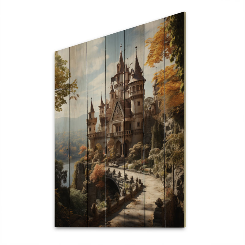Châteaux, conte de fées, charme sur bois, H 32 po x l 24 po x P 0,78 po