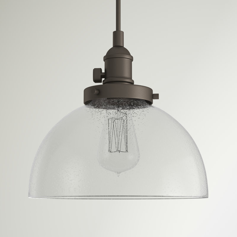 Luminaire suspendu en dome à 1 lumière Antioch, Bronze vieilli
